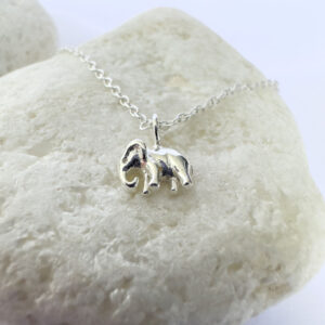 Strong anklet in silver with a cute elephant with a long trunk.