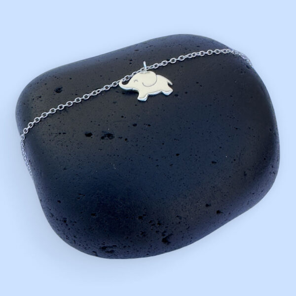 Small children's anklet with cute solid silver elephant charm.