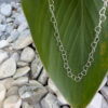 Cute anklet made up of identical sterling silver interlinked hearts.
